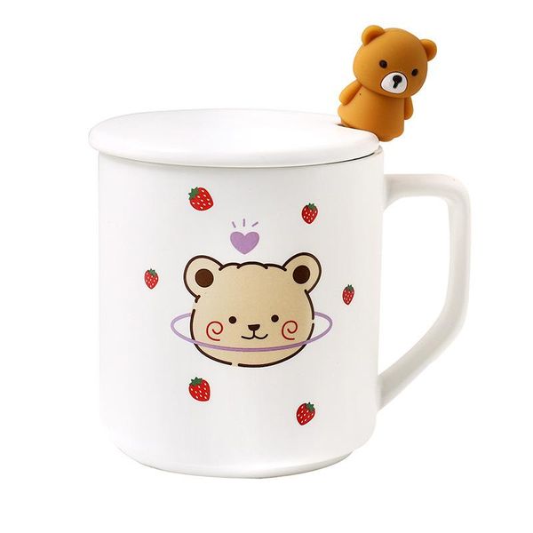

mugs cute bear ceramic mug with lid spoon office tea coffee personality creative cartoon