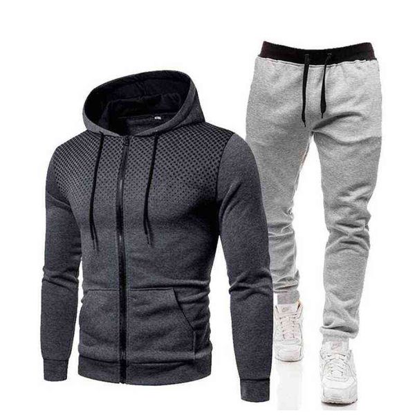 

2021 new autumn and winter men's sets hoodies+pants harajuku sport suits casual sweatshirts tracksuit brand sportswear g1209, Gray