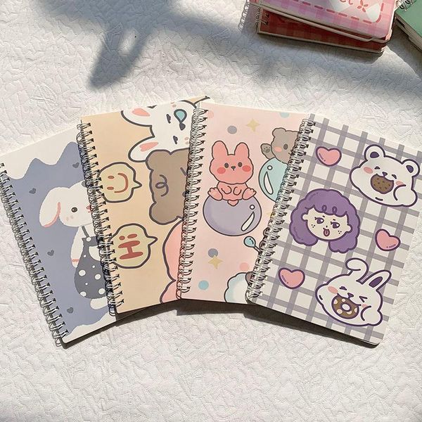 

cartoon cover notebook dots/square/ruled/blank 120 pages paper daily writing planner office school supplies stationery notepads, Purple;pink