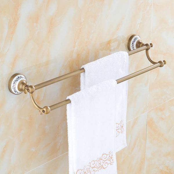 

towel racks ceramics base copper bathroom double bars, wall toilet hanging rack shelf vintage, european antique brass bars