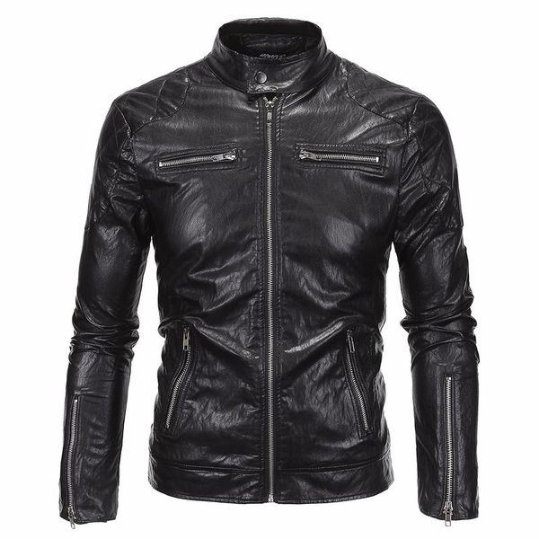 

men's fur & faux leather jacket england premium collar motorcycle punk trend personality, Black