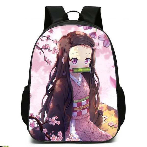 

school bags demon slayer: kimetsu no yaiba backpack canvas bag tomioka giyuu girls travel mochila feminina notebook boy