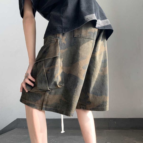 

camouflage tooling shorts men's summer loose pants sports basketball trend casual thin capris, Black