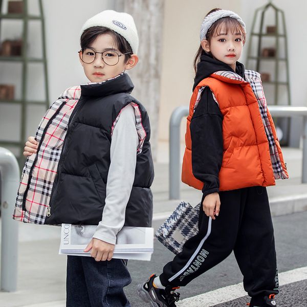 

autumn winter down vt thickened st collar boys and girls' back heart big children's cotton et, Black;white