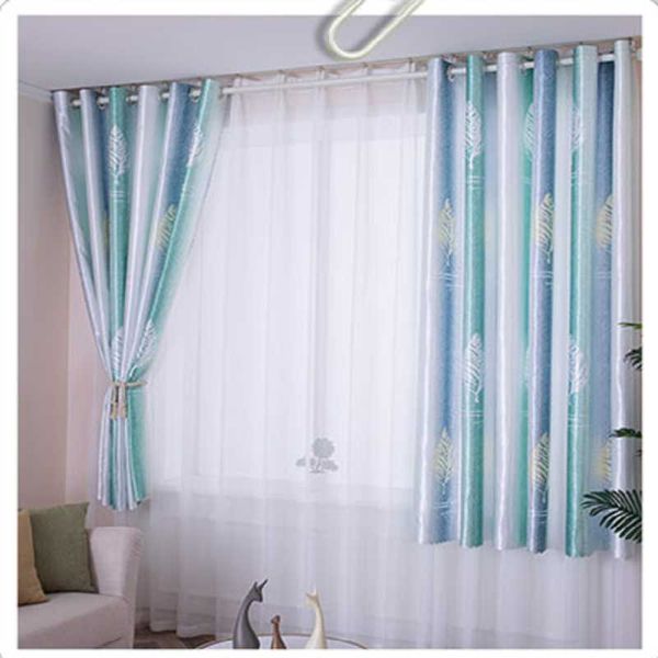 

modern scenery blue leaves gradient blackout curtains for living room bedroom short curtain small windows treatment & drapes