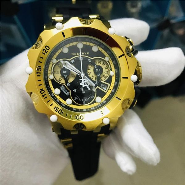 

wristwatches invicible reserve venom men quartz luxury watch 53mm stainless steel luminous chronograph invicto reloj de hombre, Slivery;brown