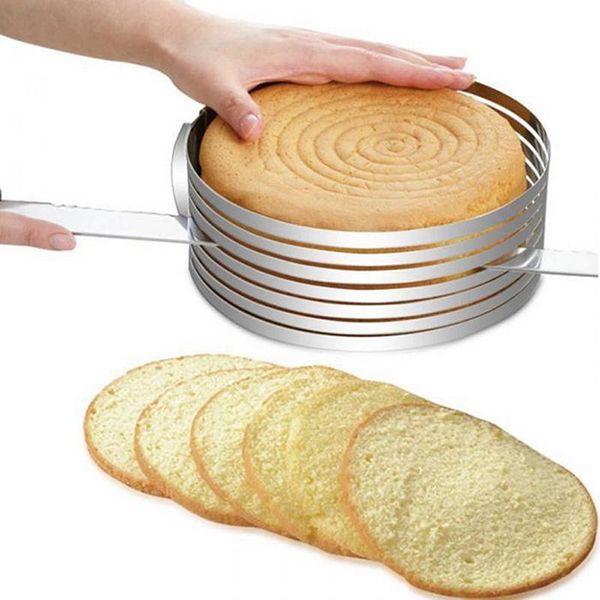 

baking & pastry tools 1pc adjustable round bread cake cutter slicer stainless steel 6 layers mousse ring mould tool
