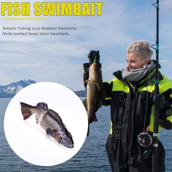 

fishing hooks robotic lure multi jointed electric wobbler swimbait usb led light swimming 4-segement auto wobble