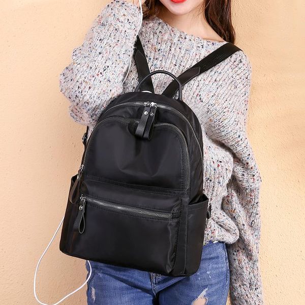 

outdoor bags women backpack casual rucksack oxford school shoulder bag waterproof backpacks for teenage girls black student back pack mochil