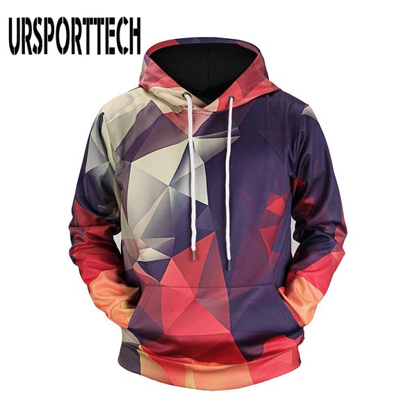 

2019 new geometric printing hoodies men 3d print streetwear fashion men's clothing 3d mens hoodies sweatshirts hip hop, Black