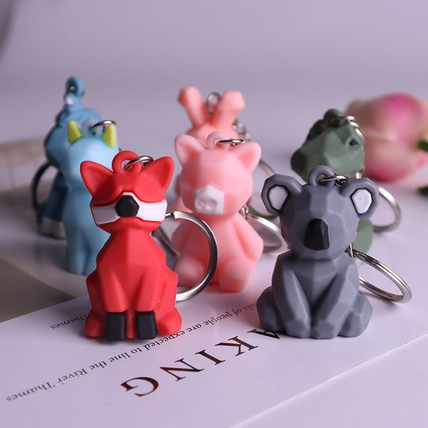 

creative personality simulation animal 3d keychain ring pendant men and women couple key chain bag pendant whole, Silver