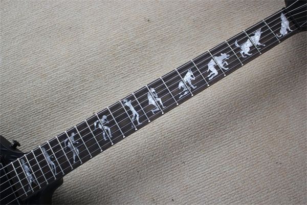 

high-end custom version of goose shaped explorer dumb pelectric guitar stag head shaped fingerboard inlay guitars