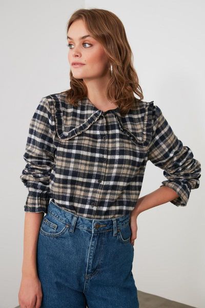 

women's blouses & shirts trendyol collar detailed shirt twoaw21go0236, White