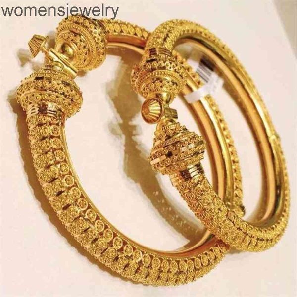 

24k luxury wedding dubai bangles gold color bangles for women girls wedding bride india bangles bracelets jewelry gift can open 210408, Black