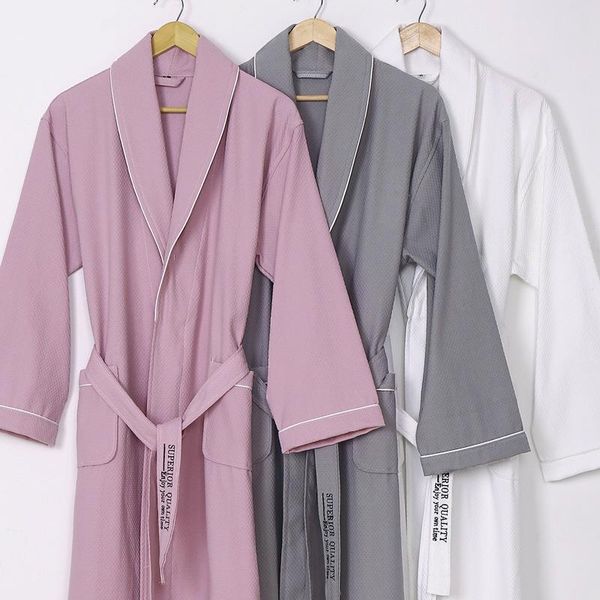 

towel cotton bath thin summer bathrobe lovers dressing gown long robe wedding bridesmaid gray white pink