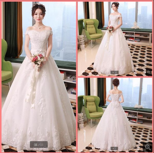 

robe de mariage white tulle ball gown wedding dress off the shoulder v neckline vintage corset bride dresses lace appliques floor length ele