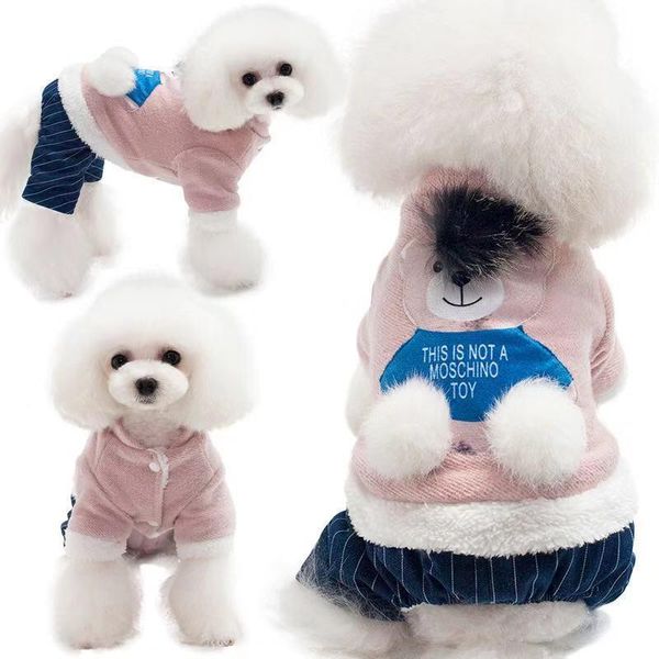 

dog apparel autumn and winter pet clothes plush thickened four legged animal design cartoon cute