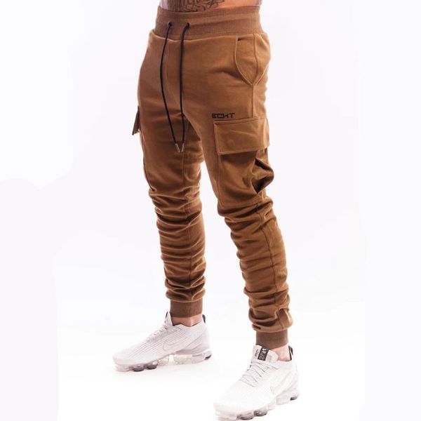 

casual joggers pants men cotton sweatpants gym fitness workout slim trousers bottom male autumn running track clothing men's, Black