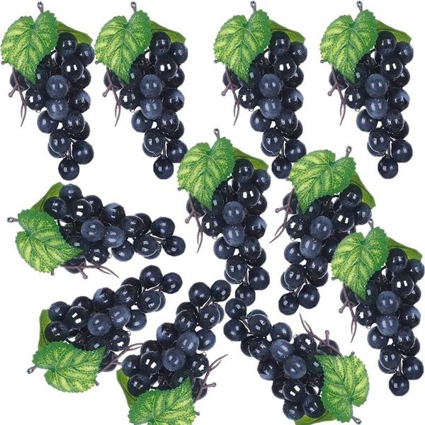 

party decoration 10 bunches of artificial black grapes fake fruit home house kitchen wedding pography