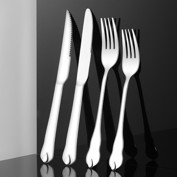 

water drop series stainless steel fork creative fashion salad fruit fork dessert barbecue two tooth small
