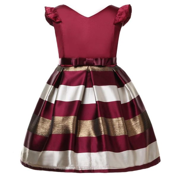 

girl's dresses summer girl flower wedding dress sleeveless striped elegant formal party cute baby 2-10t childrens costume, Red;yellow