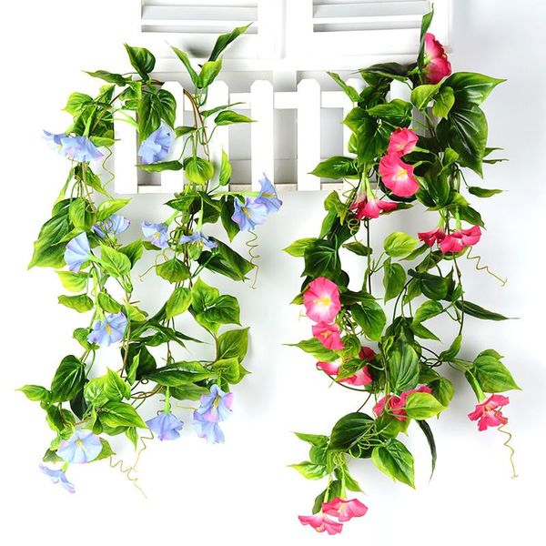 

decorative flowers & wreaths 2.2m artificial ivy leaf simulation morning glory rattan home wedding garden decoration plastic silk cloth diy