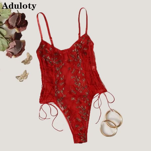 

aduloty womens lace transparent underwear 2021 new butterfly embroidered lingerie bra set mesh teddy bodysuit, Black;white