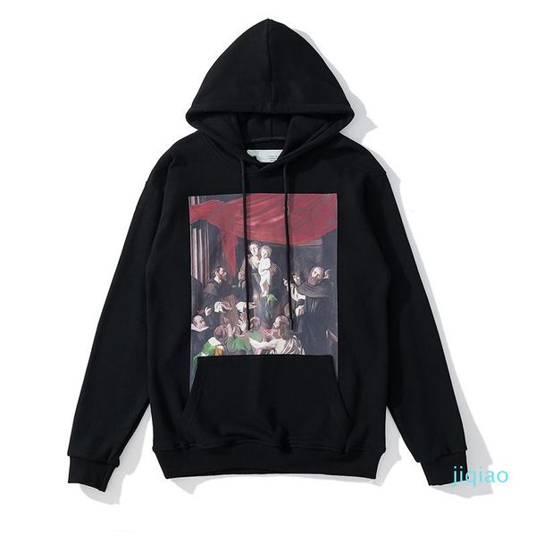 

designer-fashion hip hop landscape oil painting mens hoodies printed hoodie women hooded casual harajuku pullovers streetwear, Black
