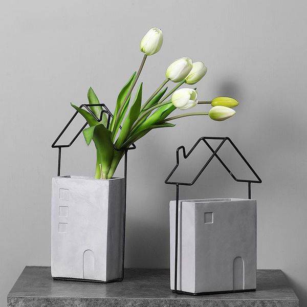 

modern creative vase art simple cement tablenordic style living room decoration table decor jarrones home bn50hp vases