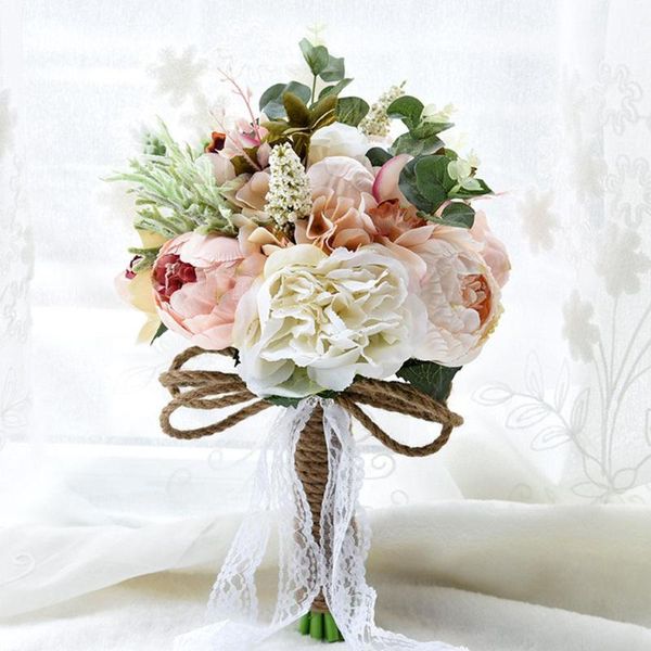 

artificial peony rose flower bridal bouquet for wedding party home decoration decorative flowers & wreaths