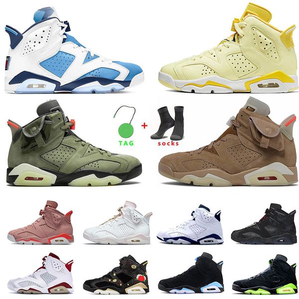 

authentic 6s vi mens womens jumpman 6 basketball shoes tvs british khaki unc blue gold hoops singles day sports sneakers leather designer tr