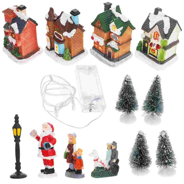 

tapestries 1 set led lighted christmas village houses figurines accessories