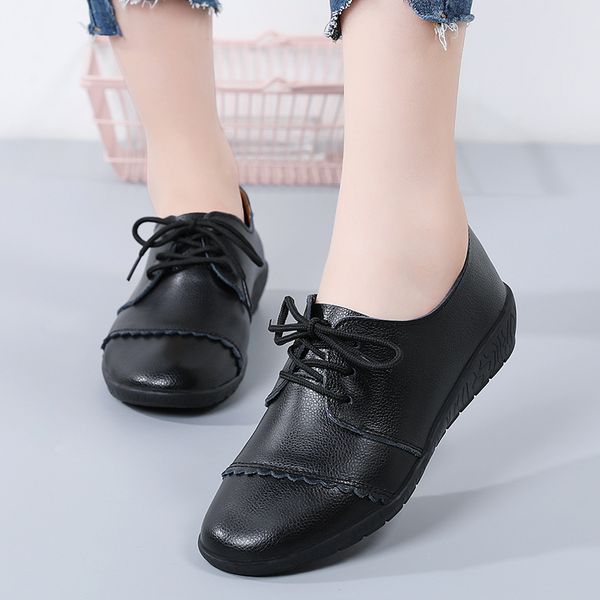 

2021 leather mother white shoe soft and comfortable dance shoes flat bottom
