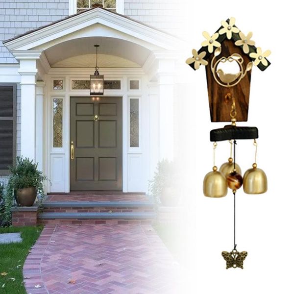 

decorative objects & figurines wind chimes hanging decoration bird nest antique wall metal crafts garden ornaments with 3 bells living room