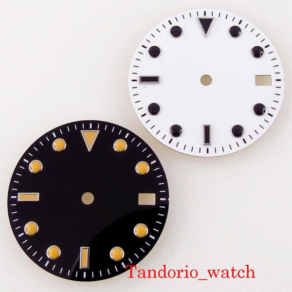 

repair tools & kits 29mm black white no logo watch dial face with date window for nh35 nh36 automatic movement