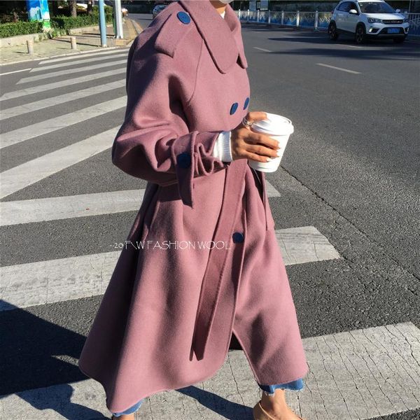

women's wool & blends our shop treasure korea dry rose purple contrast east gate coat women, Black