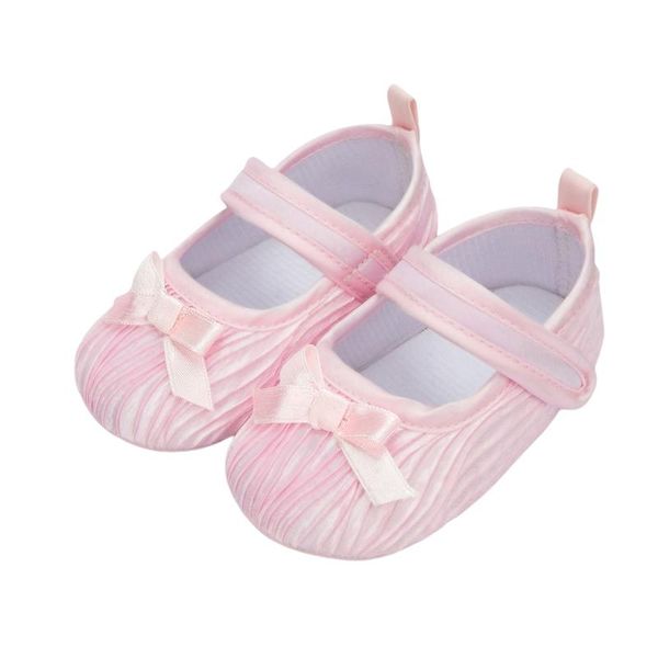 

first walkers born baby girls bowknot princess shoes non-slip sole solid prewalker toddler footwear lovely anti-slippery mary jane flats