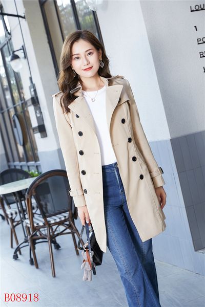 

women's trench coats long classic windbreaker waterproof british high-end english style autumn winter gabadian solid color size coat d5, Tan;black