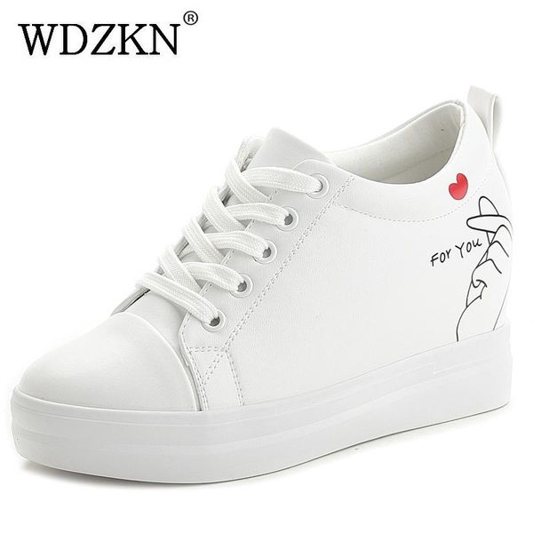

dress shoes wdzkn spring women height increasing platform black white graffiti lace up wedge casual high heels