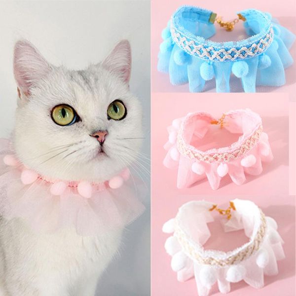 Collari per gatti Guinzagli Accessori per collare per animali domestici Bella Bavaglino fantasia Palla di peluche Cucciolo Prodotti per cani e animali Cartoon Rosa Vermifugo regolabile