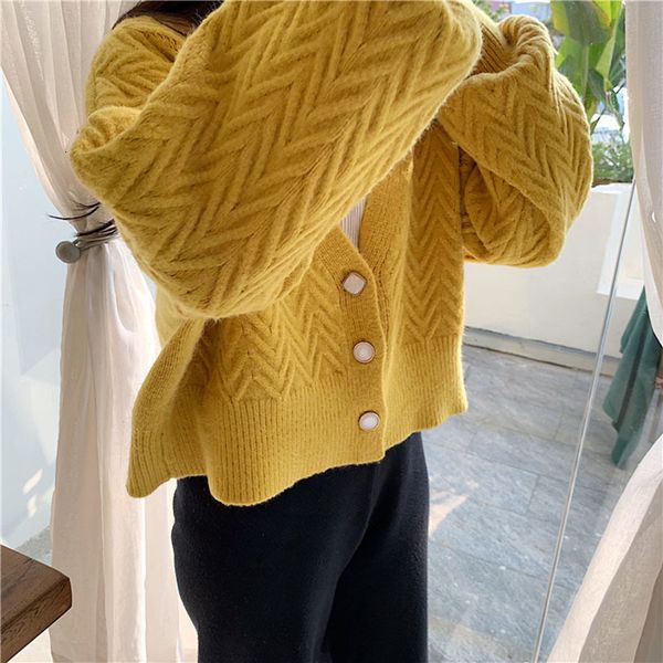 

women's t-shirt sweaters autumn winter knitwear button single breasted fashion korean style m8cg, White