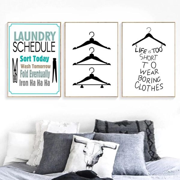 

paintings cartoon clothespins and socks, quotes, wall art canvas, painting, nordic posters prints, laundry room decor pictures