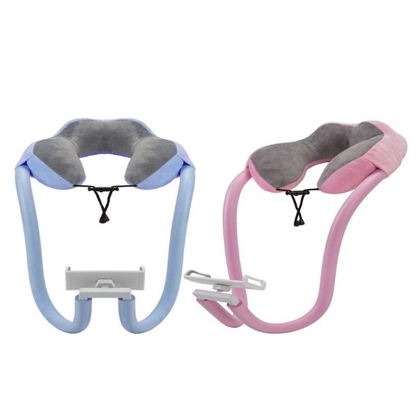 

u-shaped pillow hanging neck support mobile phone support, protection, plush pillow, live cell mounts & holders