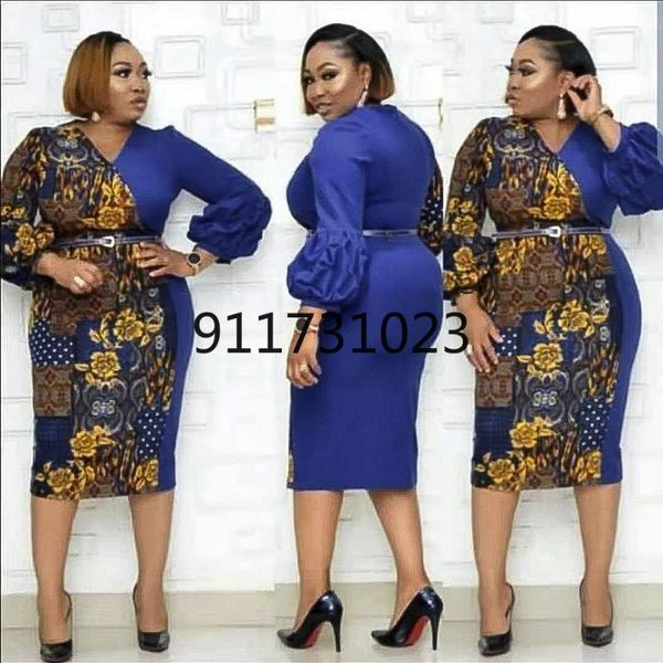 

ethnic clothing african dresses for women summer 2021 long sleeve v-neck printing dress clothes, Red