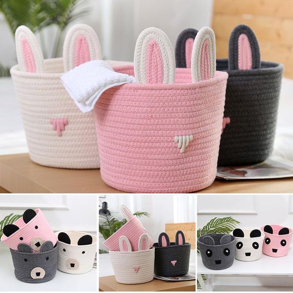 

storage baskets cute woven style cartoon basket for kids knitting cotton rope organizer home office small items