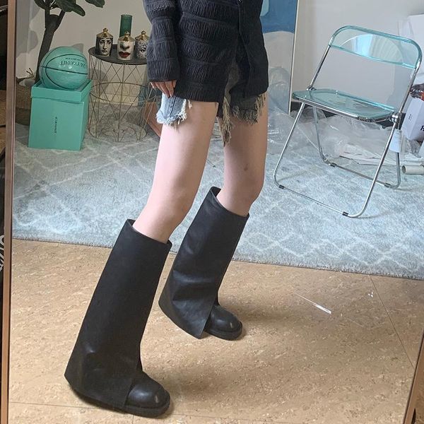 

boots 2021 fashion design retro pants combat high knight black gladiator flat women boot round toe flatladies shoes