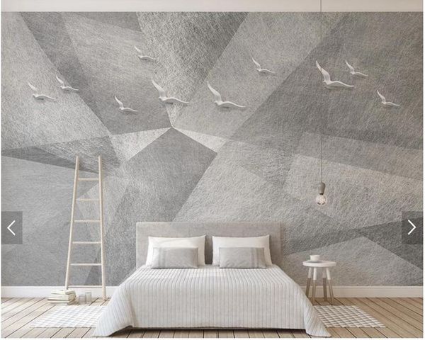 

wallpapers custom papel de parede 3d, abstract geometric and bird wallpaper mural for living room bedroom sofa background home decor