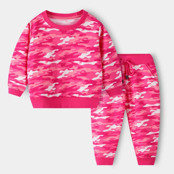 

autumn new children long sleeve sweater set camouflage two piece, White