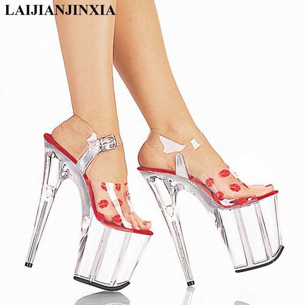 

high heel sandals 20cm thin heels ankle strap platform shoes women party big size 46 peep toe, Black