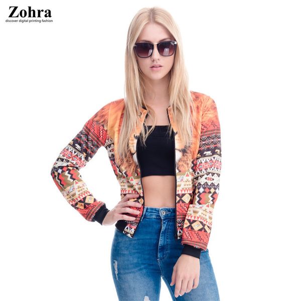 

Jacket Zohra3d Digital Printed Baseball Women's Fashion, Black;brown